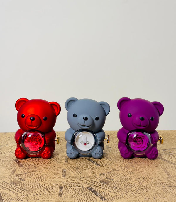 Teddy Box with Rotating Rose